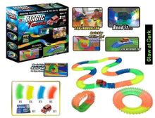 Load image into Gallery viewer, TRACKS TOY AMAZING RACETRACK - BENDS, FLEXIBLE AND GLOWS - 3D LED LIGHTS (MULTICOLOR) FOR KIDS