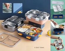 Load image into Gallery viewer, Lunch Box Sealed Leakage Proof Stainless Steel Lunch Box with Fork,Chopstick & Spoon Lid Office Food Container 3 Compartment for School Kids and Adults