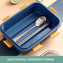 Load image into Gallery viewer, Lunch Box Sealed Leakage Proof Stainless Steel Lunch Box with Fork,Chopstick & Spoon Lid Office Food Container 3 Compartment for School Kids and Adults