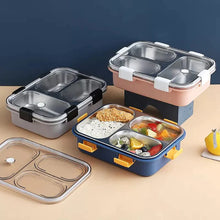 Load image into Gallery viewer, Lunch Box Sealed Leakage Proof Stainless Steel Lunch Box with Fork,Chopstick & Spoon Lid Office Food Container 3 Compartment for School Kids and Adults