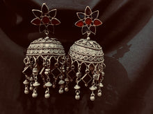 Load image into Gallery viewer, SET OF 6 MUST-HAVE OXIDISED JHUMKAS WITH FREE 2 RINGS COMBO