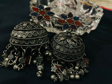 Load image into Gallery viewer, SET OF 6 MUST-HAVE OXIDISED JHUMKAS WITH FREE 2 RINGS COMBO