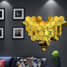 Load image into Gallery viewer, Mirror Wall Sticker- 3D Hexagon Mirror Wall Stickers for Home & Offices.(Pack of 15)