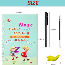 Load image into Gallery viewer, ✍️ Sank Magic Practice Book (4 BOOKS 📚, 1 PEN 🖊️, 1 GRIP , 10 REFILLS )🎁 FREE Magic Coloring Book
