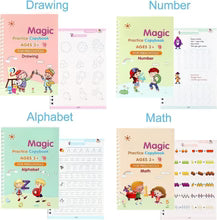 Load image into Gallery viewer, ✍️ Sank Magic Practice Book (4 BOOKS 📚, 1 PEN 🖊️, 1 GRIP , 10 REFILLS )🎁 FREE Magic Coloring Book
