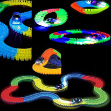 Load image into Gallery viewer, TRACKS TOY AMAZING RACETRACK - BENDS, FLEXIBLE AND GLOWS - 3D LED LIGHTS (MULTICOLOR) FOR KIDS

