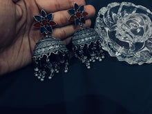 Load image into Gallery viewer, SET OF 6 MUST-HAVE OXIDISED JHUMKAS WITH FREE 2 RINGS COMBO
